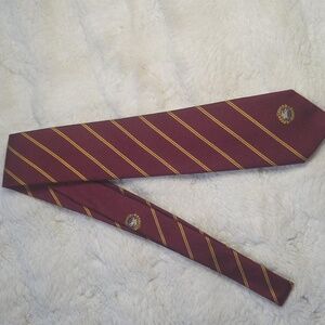 Burberry Burgundy Tie with Gold Stripes
